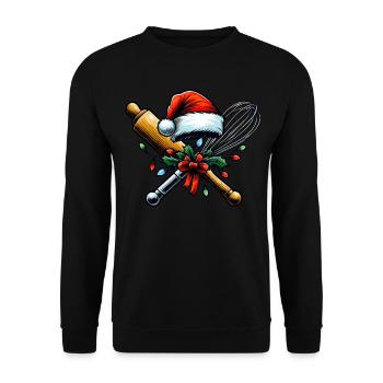 Fouet Rouleau à pâtisserie Baker Christmas Hu - Sweat-shirt Unisexe - noir - Devant - Alina (178cm) & Michal (187cm)