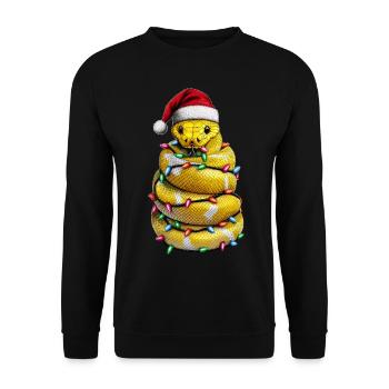 Kugelpython Schlange Weihnachtsmütze Xmas - Unisex Pullover - Schwarz - Vorne - Alina (178cm) & Michal (187cm)