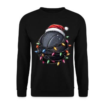 Schwarzer Basketball Weihnachtsmütze Xmas - Unisex Pullover - Schwarz - Vorne - Alina (178cm) & Michal (187cm)