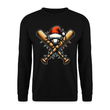 Baseballschläger Ballspieler Team Weihnachtsmütze - Unisex Pullover - Schwarz - Vorne - Alina (178cm) & Michal (187cm)