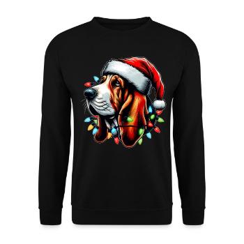 Basset Hound Chien Père Noël Noël - Sweat-shirt Unisexe - noir - Devant - Alina (178cm) & Michal (187cm)