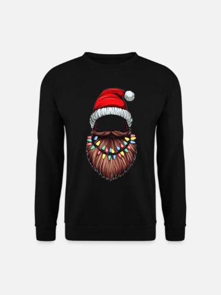 Beard Bearded Christmas Hat - Unisex Sweatshirt - black