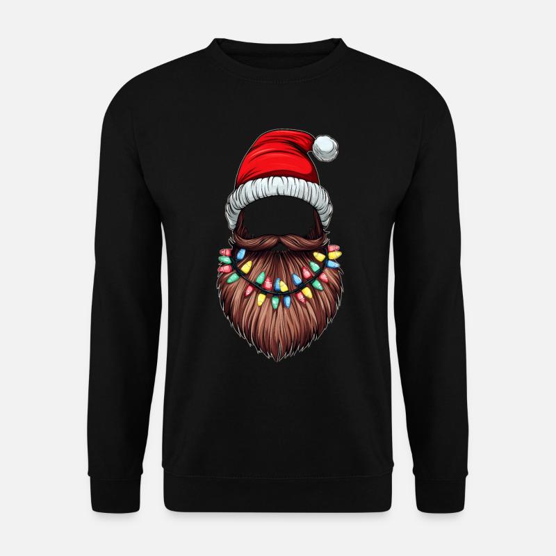 Beard Bearded Christmas Hat - Unisex Sweatshirt - black