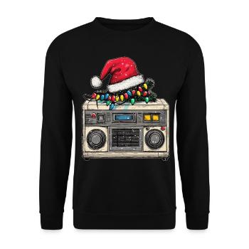 Boîte à Musique Père Noël Chapeau Noël - Sweat-shirt Unisexe - noir - Devant - Alina (178cm) & Michal (187cm)