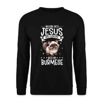 Jésus et ma Birmanie - Sweat-shirt Unisexe - noir - Devant - Alina (178cm) & Michal (187cm)