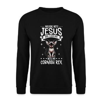 Jésus et mon Rex de Cornouailles - Sweat-shirt Unisexe - noir - Devant - Alina (178cm) & Michal (187cm)