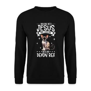 Jesus and My Devon Rex - Unisex Sweatshirt - black - Front - Alina (178cm) & Michal (187cm)