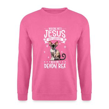 Jesus und meine Devon Rex - Unisex Pullover - Pink - Vorne