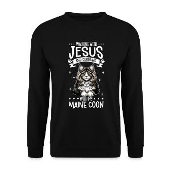 Jésus et mon Maine Coon - Sweat-shirt Unisexe - noir - Devant - Alina (178cm) & Michal (187cm)