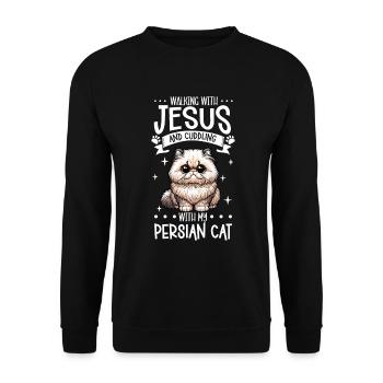 Jésus et mon chat persan - Sweat-shirt Unisexe - noir - Devant - Alina (178cm) & Michal (187cm)