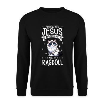 Jésus et mon Ragdoll - Sweat-shirt Unisexe - noir - Devant - Alina (178cm) & Michal (187cm)