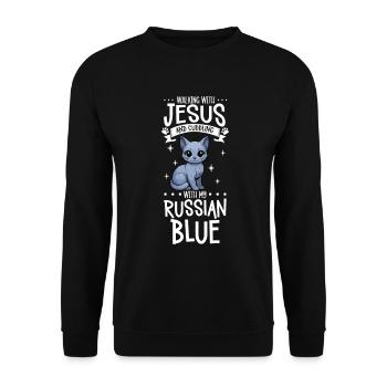 Jésus et mon bleu russe - Sweat-shirt Unisexe - noir - Devant - Alina (178cm) & Michal (187cm)