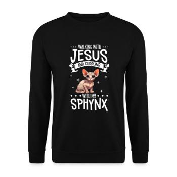 Jésus et mon Sphynx - Sweat-shirt Unisexe - noir - Devant - Alina (178cm) & Michal (187cm)