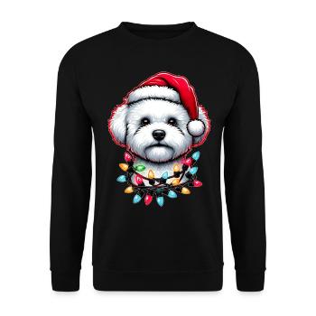 Cute Bichon Frise Dog Santa Hat Xmas - Unisex Sweatshirt - black - Front - Alina (178cm) & Michal (187cm)