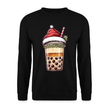 Boba Tea Bubble Tea Milk Tea Christmas Hat Xmas - Unisex Sweatshirt - black - Front - Alina (178cm) & Michal (187cm)