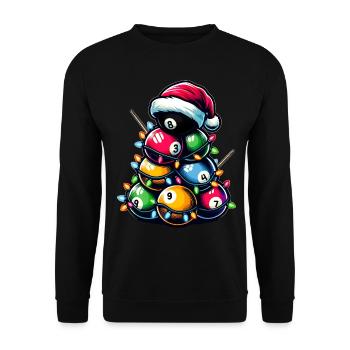 Billiard Ball Heap Pool Cue Christmas Hat Xma - Unisex Sweatshirt - black - Front - Alina (178cm) & Michal (187cm)