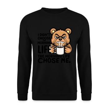 I Hate Morning People für einen Morgenmuffel - Unisex Pullover - Schwarz - Vorne - Alina (178cm) & Michal (187cm)
