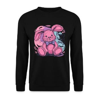 Bezaubernder Hase Positive Vibes Grafik - Unisex Pullover - Schwarz - Vorne - Alina (178cm) & Michal (187cm)