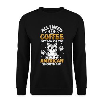 Le café et mon American Shorthair - Sweat-shirt Unisexe - noir - Devant - Alina (178cm) & Michal (187cm)