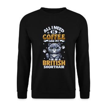 Le café et mon British Shorthair - Sweat-shirt Unisexe - noir - Devant - Alina (178cm) & Michal (187cm)