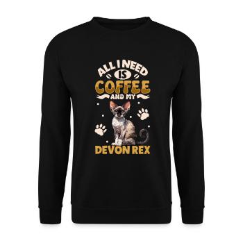 Coffee and my Devon Rex - Unisex Sweatshirt - black - Front - Alina (178cm) & Michal (187cm)