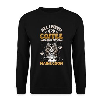 Le café et mon Maine Coon - Sweat-shirt Unisexe - noir - Devant - Alina (178cm) & Michal (187cm)