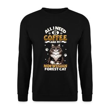 Le café et mon chat des forêts norvégiennes - Sweat-shirt Unisexe - noir - Devant - Alina (178cm) & Michal (187cm)