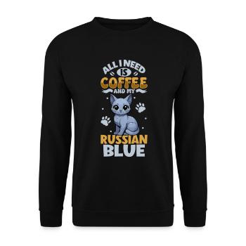 Coffee and My Russian Blue - Unisex Sweatshirt - black - Front - Alina (178cm) & Michal (187cm)