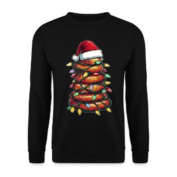 Drôle de saucisse tas Père Noël chapeau Noël - Sweat-shirt Unisexe - noir - Devant - Alina (178cm) & Michal (187cm)