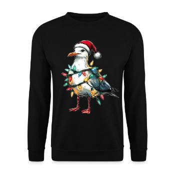 Seagull Seagull Seabird Christmas Hat Xmas - Unisex Sweatshirt - black - Front - Alina (178cm) & Michal (187cm)