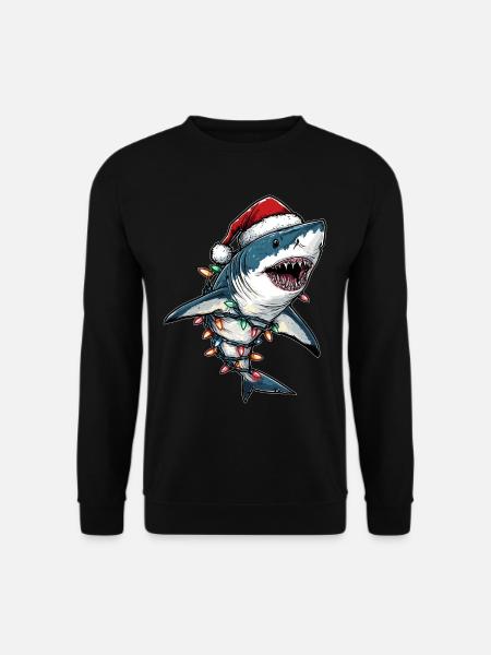 Shark Christmas Hat Xmas - Unisex Sweatshirt - black