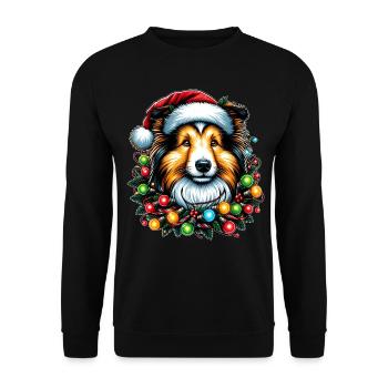 Shetland Sheepdogs Dog Christmas Hat Xmas - Unisex Sweatshirt - black - Front - Alina (178cm) & Michal (187cm)