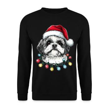 Chapeau de Noël Shih Tzu mignon Noël - Sweat-shirt Unisexe - noir - Devant - Alina (178cm) & Michal (187cm)
