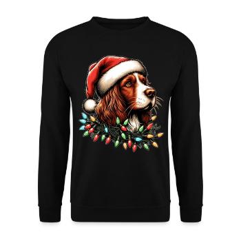 Brittany Spaniel Chien Père Noël Noël - Sweat-shirt Unisexe - noir - Devant - Alina (178cm) & Michal (187cm)