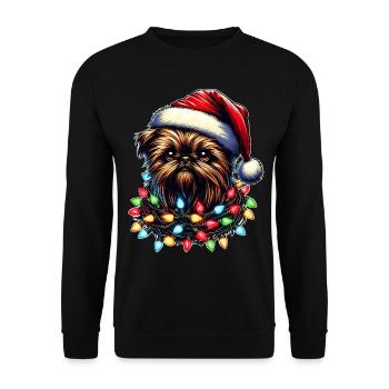 Brussels Griffon Dog Santa Hat Xmas - Unisex Sweatshirt - black - Front - Alina (178cm) & Michal (187cm)