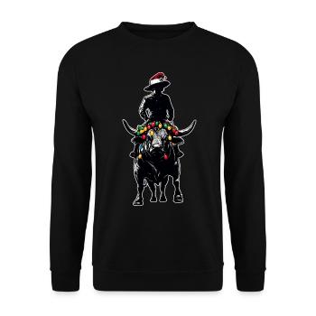 Stierreiter Stierreiten Weihnachtsmütze Xmas - Unisex Pullover - Schwarz - Vorne - Alina (178cm) & Michal (187cm)