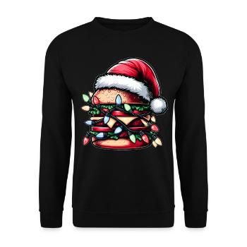 Burger Hamburger Weihnachtsmütze Noël - Sweat-shirt Unisexe - noir - Devant - Alina (178cm) & Michal (187cm)