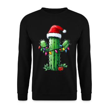 Chapeau de Noël Cactus Noël - Sweat-shirt Unisexe - noir - Devant - Alina (178cm) & Michal (187cm)