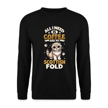 Le café et mon chat écossais à oreilles repliées - Sweat-shirt Unisexe - noir - Devant - Alina (178cm) & Michal (187cm)
