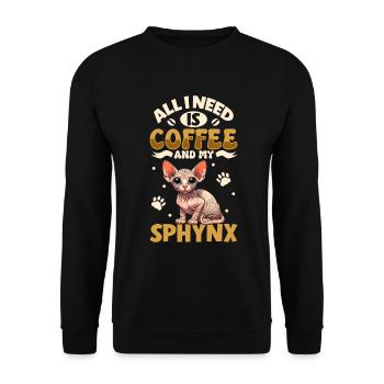 Le café et mon Sphynx - Sweat-shirt Unisexe - noir - Devant - Alina (178cm) & Michal (187cm)