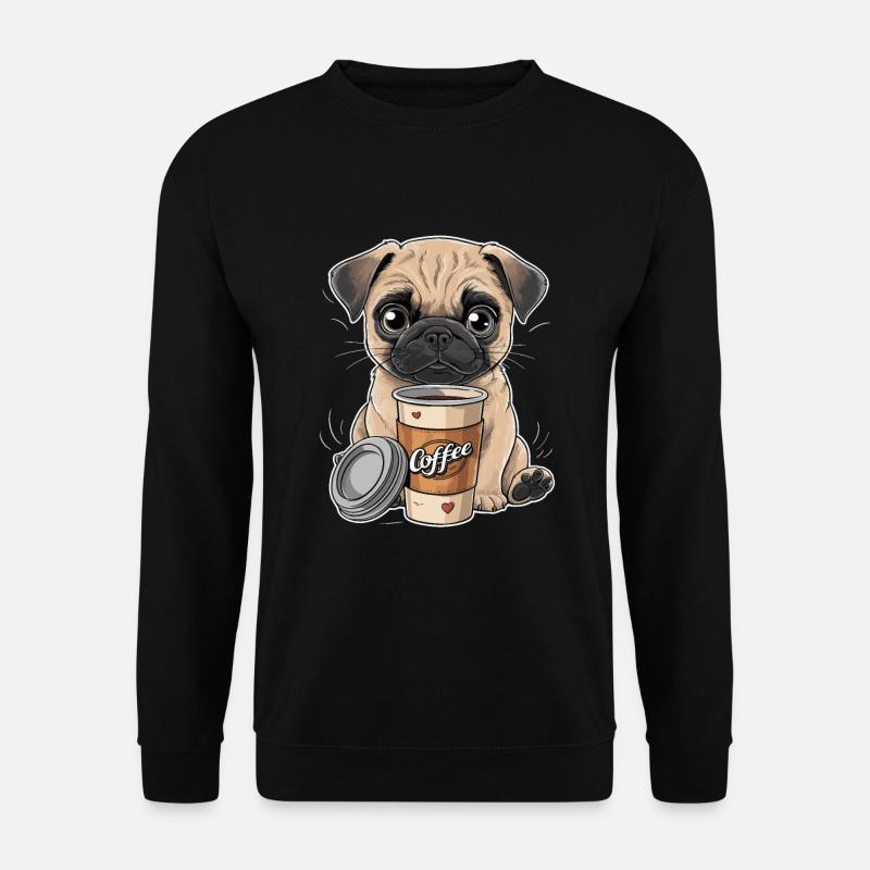 Mops Hundehalter Mops Liebe Kaffee - Unisex Pullover - Schwarz