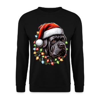 Cane Corso Hund Weihnachtsmütze Xmas - Unisex Pullover - Schwarz - Vorne - Alina (178cm) & Michal (187cm)