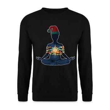 Chakra Healing Healer Reiki Master Santa Hat - Unisex Sweatshirt - black - Front - Alina (178cm) & Michal (187cm)