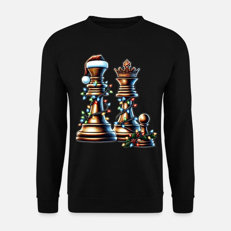 Schachspieler Weihnachtsmütze Xmas - Unisex Pullover - Schwarz