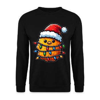Cute Kawaii Chicken Nugget Nug Santa Hat - Unisex Sweatshirt - black - Front - Alina (178cm) & Michal (187cm)