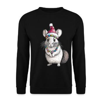 Chinchilla Santa Hat Xmas - Unisex Sweatshirt - black - Front - Alina (178cm) & Michal (187cm)