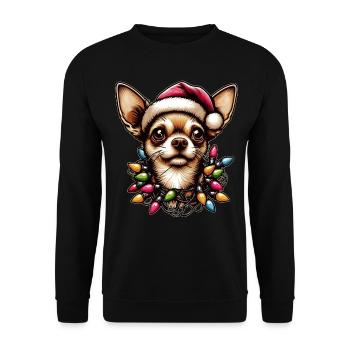 Chihuahua Chien Père Noël - Sweat-shirt Unisexe - noir - Devant - Alina (178cm) & Michal (187cm)