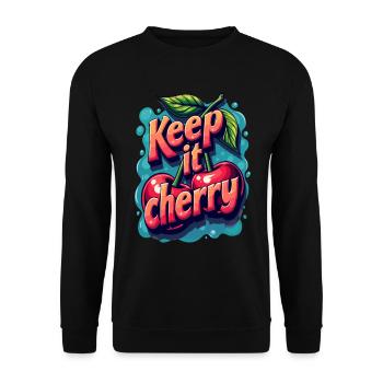 Keep It Cherry Kirschen für einen Kirschen Fans - Unisex Pullover - Schwarz - Vorne - Alina (178cm) & Michal (187cm)