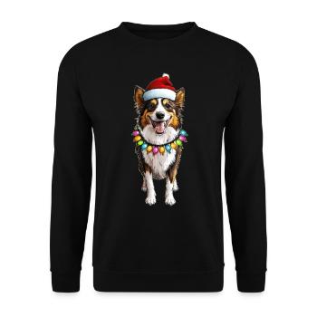 Collie Chien Père Noël Noël - Sweat-shirt Unisexe - noir - Devant - Alina (178cm) & Michal (187cm)