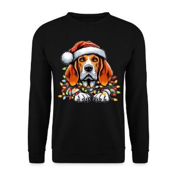 Coonhound Chien Chapeau de Noël Noël - Sweat-shirt Unisexe - noir - Devant - Alina (178cm) & Michal (187cm)